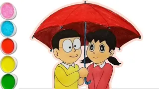 How to draw Nobita and Shizuka