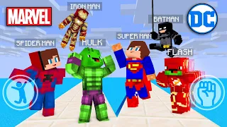 JJ and Mikey MARVEL vs DC All SuperHero Battle - Maizen Minecraft Animation