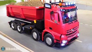 MERCEDES BENZ AROCS TAMIYA 4151 RC TIPPER TRUCK 8x4 & CONSTRUCTION SITE ACTION!!!