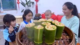 Bamboo tube rice, one is not enough for one person, it looks delicious