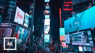 Walking Around Times Square at Night in New York City 4k City Ambience