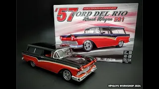 1957 Ford Del Rio Wagon Restomod 1/25 Scale Model Kit Build How to Assemble Paint Two Tone Interior