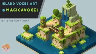 Island voxel art in MagicaVoxel