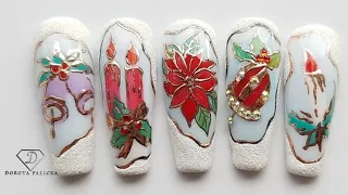 Christmas nail art. Learn best Christmas nail ideas 2021. Christmas nails. Poinsettia flower nails