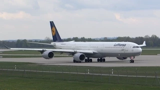 Lufthansa A340-600 takeoff from Munich!