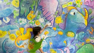 HOMESCHOOL ART - Emilie's BIG 4m x 4m Acrylic Painting (40 mins)