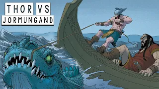 Thor tries to catch  Jormungand (The World Serpent) - Norse Mythology in Comics - See U in History