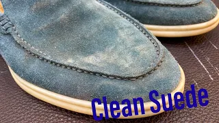 How to Clean Suede Shoes. Loro Piana Summer Walk [ASMR]