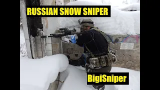 Russian SnowSniper. Страйкбольный снайпер в метель. SRS A1 SPORT GAMEPLAY