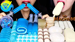 ASMR MAGNUM ICE CREAM, BLUE JELLY SHOOTER, MARSHMALLOW JELLY ROLL, CANDY BUTTONS, MOCHI, MACARON 먹방