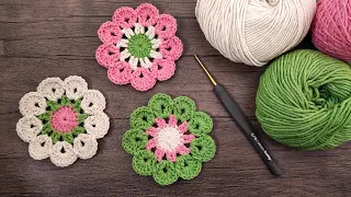 🌸 Crochet Flower & Crochet Coaster Pattern (Coaster Crochet) | Tığ Çiçek & Bardak Altlığı