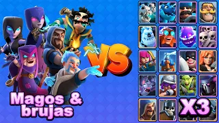 MAGOS y BRUJAS vs TODAS LAS CARTAS X3 | Clash Royale