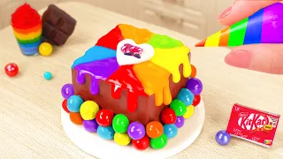 Wonderful Rainbow Buttercream Cake With Fondant Watermelon 🌈🍉 1000+ Miniature Rainbow Cake Recipes 🍰