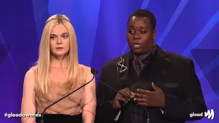 Elle Fanning, Alex Newell, and Jazz at the #glaadawards