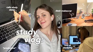 STUDY VLOG 🤍🖇 productive days in my life ft. lots of studying, desk makeover & cafe study dates
