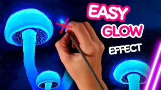 🍄How to Paint Glowing Effect With Basic Acrylic | Mushroom Acrylic Painting | Daily Challenge 60Days