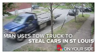 Man charged after surveillance videos show him using tow truck to steal cars, police say