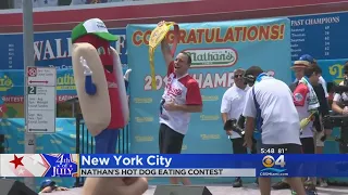 Defending Champ Joey Chestnut Sets Record By Eating 74 Hot Dogs