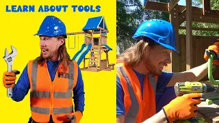 Handyman Hal uses Tools to build a swing set for kids | Learn Tools