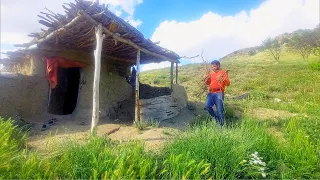 solo camping bushcraft in oldest shelter asmr || bushcraft in nomadic shelter rural lifestyle