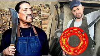 Hollywood Machete Knife - FORGING A SUPER SHARP MACHETE KNIFE FROM OLD BEARING.