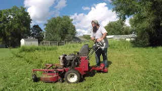 MOWING EXTREMELY OVERGROWN LAWN! City violation cut! ( Oddly Satisfying ) Dr. Charles Stanley