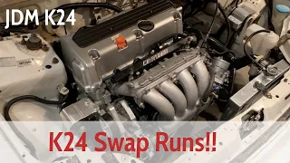 K24 Swapped 1995 Civic First Start - Civic K24 Swap Part 12