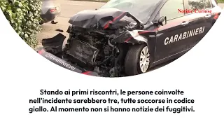 Auto dei Carabinieri si schianta durante un inseguimento: sul posto elisoccorso e Vigili del fuoco