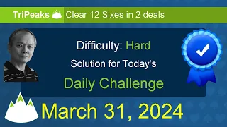 Microsoft Solitaire Collection: TriPeaks - Hard - March 31, 2024