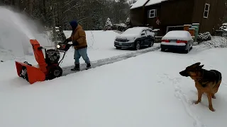 SNOWBLOWING AFTER STORM 1/16/2024 WITH ARIENS DELUXE 30 AND SAM, MY SIDEKICK GERMAN SHEPHERD