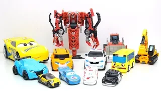 Lots of super cars Excavator Scrapmetal, Bulldozers Rampage & Dinoco Tobot Robot story!