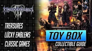 Kingdom Hearts 3 - TOY BOX Collectible Guide - All Treasures, Classic Kingdom Games & Lucky Emblems