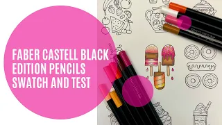 Faber Castell Black Edition Pencils Swatch and Test | Adult Colouring