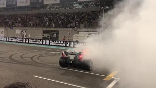 Lewis Hamilton, Max Vertsappen & Charles Leclerc donuts after 2019 Abu Dhabi Grand Prix
