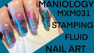 FLUID ART WITH A STAMPING PLATE YA OR NAY? MANIOLOGY ,POP POLISHES,KADS,BEETLES GEL TOPCOAT.