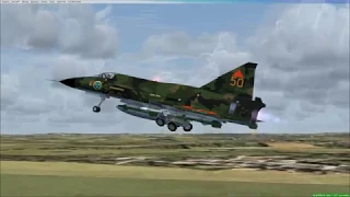 Saab JA 37 Viggen doing traffic pattern at the Saab airfield ESSL