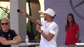 Lewis Hamilton messing around during press conference in Monaco