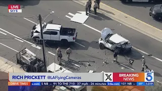 Pursuit ends in violent multi-vehicle crash in East Los Angeles 