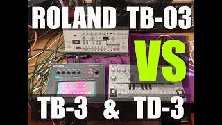 Behringer TD-3 Roland TB-3 & TB-03 (TB-303 acid synth clones) sound comparison review/demonstration.