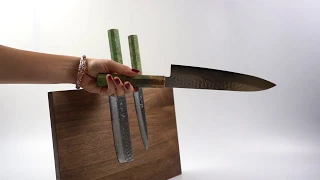 Signature Japanese Kitchen Knife Set By Sakai Kyuba GREEN - Unwrapping