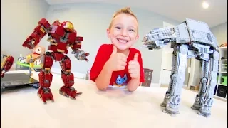 FATHER SON ULTIMATE LEGO BATTLE! /Hulk Buster VS AT AT WALKER!