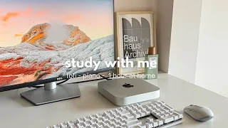 1 hour STUDY WITH ME, calming piano - lofi music mix & keyboard typing, real time + countdown 一緒に勉強