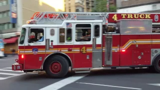 TURNOUT: FDNY 4 Truck Turning Out from Midtown