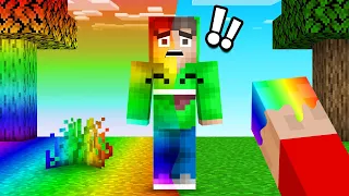 Minecraft But Everything I Touch BECOMES RAINBOW!