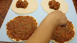 Лахмаджун. Турецкая пицца lahmacun. lahmacun Recipe.