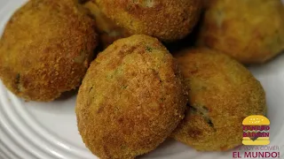 como preparar CROQUETAS DE ARROZ RELLENAS CON QUESO sin aceite