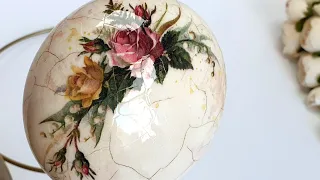 Christmas Decoration . Decoupage With Rice Paper And Porcelain Effect With Crackle Varnish .