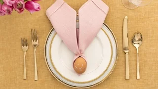 How to Fold a Napkin into Bunny Ears Around an Egg- Martha Stewart