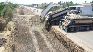 Amazing!Build Foundation Road by utilization SHANTUI Push Stone cooperative between Cambodia& China