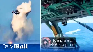 Russian Ka-52 helicopter blows up Ukrainian boat drone armed with anti-air missiles